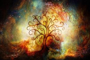 Tapeta drvo života s apstrakcijom svemira