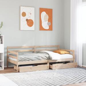 Dnevni krevet s ladicama bez madraca bijeli 80x200 cm masivno drvo - Bijela / 80 x 200 cm