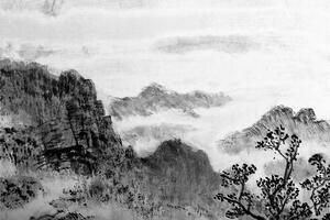 Tapeta crno-bijeli kineski pejzaž