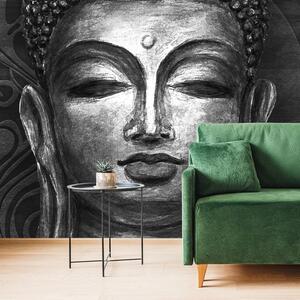 Tapeta lice Buddhe u crno-bijelom dizajnu
