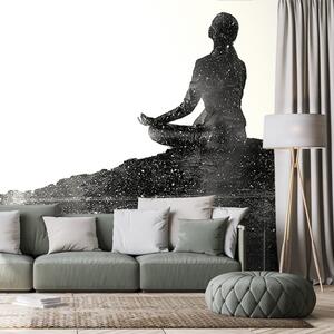 Tapeta meditacija žene u crno-bijelom dizajnu