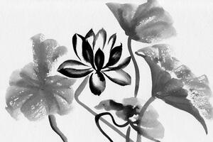 Tapeta akvarelni crno-bijeli lotosov cvijet