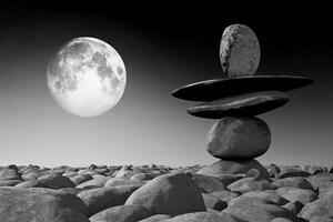 Tapeta kamenje na crno-bijeloj mjesečini