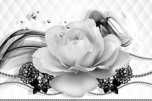 Tapeta crno-bijela ruža s apstrakcijom