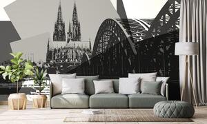 Tapeta crno-bijela ilustracija grada Köln