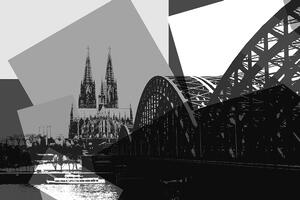 Tapeta crno-bijela ilustracija grada Köln
