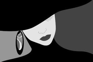 Tapeta crno-bijela nobl dama u šeširu
