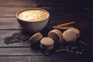 Fototapeta kava s čokoladnim makronima