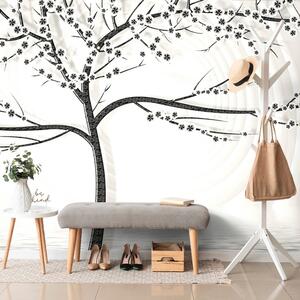 Tapeta moderno crno-bijelo stablo na apstraktnoj pozadini