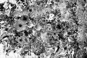 Tapeta cvijeće u crno-bijelom dizajnu