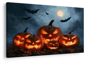 Slika halloweenske bundeve pod šišmišima