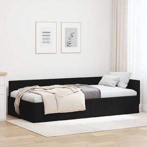 Kutni okvir kreveta s uzglavljem Crna 100 cm x 200 cm tkanina - Crna / 100 cm x 200 cm