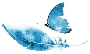 Tapeta perce s leptirom u plavom dizajnu