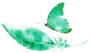 Tapeta perce s leptirom u zelenom dizajnu