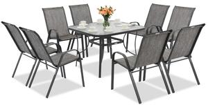 Metalni set vrtnog namještaja Garden Point Modena Grey za 8 osoba s kvadratnim stolom