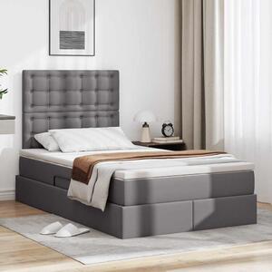 Krevet s od storage s madracem Siva 120 x 200 cm Lažna koža - Siva / 120 x 200 cm