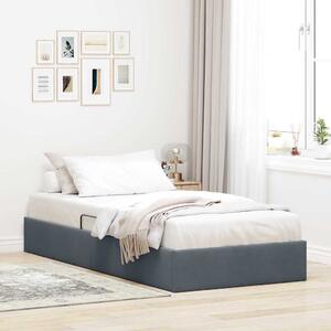 Krevet s od storage s madracem Tamno siva 100 x 190 cm Baršun - Siva / 100 x 190 cm