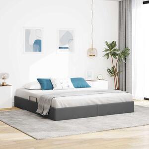 Krevet s od storage s madracem Tamno siva 193 x 203 cm tkanina - Siva / 193 x 203 cm