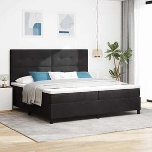 Krevet s opruga kutije s uzglavljem Crna 200 x 200 cm Baršun - Crna / 200 x 200 cm