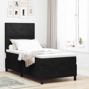 LED Box Spring Krevet s uzglavljem Crna 80 x 200 cm Baršun - Crna / 80 x 200 cm