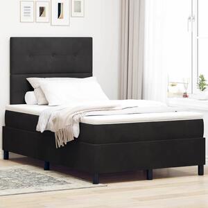 LED Box Spring Krevet s uzglavljem Crna 120 x 190 cm Baršun - Crna / 120 x 190 cm