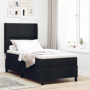 Krevet s opruga kutije s jastukom Crna 200 x 100 cm tkanina - Crna / 200 x 100 cm