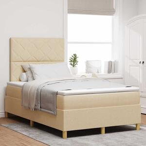 LED Box Spring Krevet s uzglavljem Krema 120 x 200 cm tkanina - Krem / 120 x 200 cm