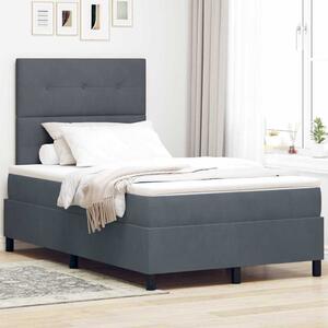 LED Box Spring Krevet Tamno siva 120 x 190 cm Baršun - Siva / 120 x 190 cm