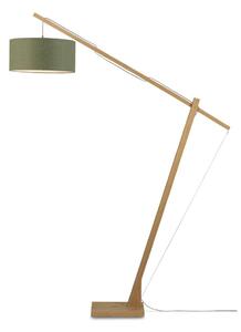Podna svjetiljka s tamnozelenim sjenilom i Good & Mojo Montblanc konstrukcijom od bambusa