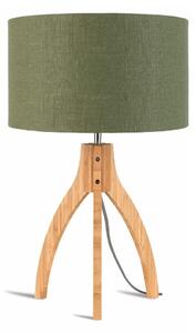 Stolna lampa sa zelenim sjenilom i Good & Mojo Annapurna konstrukcijom od bambusa