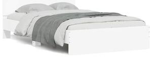 Okvir kreveta s uzglavljem i LED svjetlima bijeli 140 x 190 cm - Bijela / 140 x 190 cm