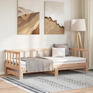 Dnevni krevet na razvlačenje 90 x 200 cm od masivne borovine - Smeđa / 90 x 200 cm