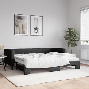 Dnevni krevet na razvlačenje s madracima crni 80x200 cm tkanina - Crna / 80 x 200 cm