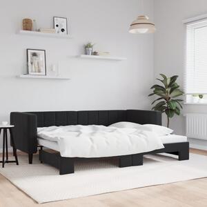 Dnevni krevet na razvlačenje crni 80 x 200 cm baršunasti - Crna / 80 x 200 cm