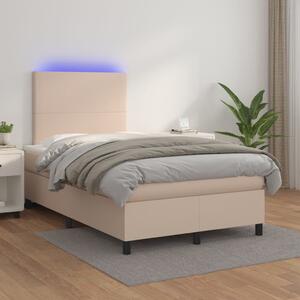Krevet box spring madrac LED cappuccino 120x200cm umjetna koža - Smeđa / 120 x 200 cm