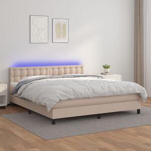 Krevet box spring madrac LED cappuccino 180x200cm umjetna koža - Smeđa / 180 x 200 cm