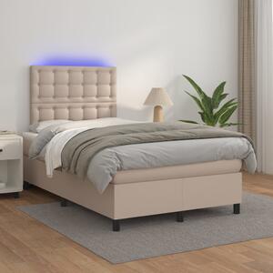 Krevet box spring madrac LED cappuccino 120x200cm umjetna koža - Smeđa / 120 x 200 cm