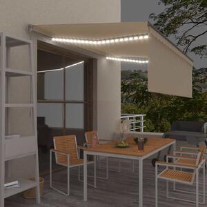 Tenda na ručno uvlačenje s roletom i LED svjetlima 4 x 3 m krem - Krema / 4 x 3 m