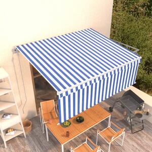 Automatska tenda na uvlačenje s roletom 4,5 x 3 m plavo-bijela - Plava / 4.5 x 3 m