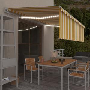 Automatska tenda s roletom i senzorom LED 5 x 3 m žuto-bijela - Žuta / 5 x 3 m