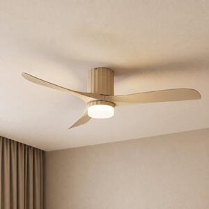 Lucande Novri LED stropni ventilator, bež, Ø 132 cm, CCT, Bež, Dnevni boravak/blagovaonica, Plastika