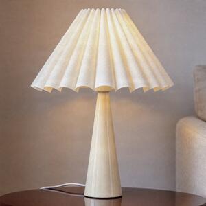 Lindby Lotte stolna lampa, bež, 50 cm, metal, tkanina, E27, Bijela, Dnevni boravak/blagovaonica, Tkanina / tekstil