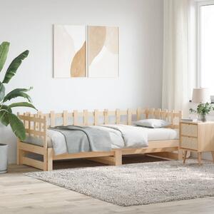 Dnevni ležaj na izvlačenje 2x (80 x 200) cm od masivne borovine - Smeđa / 80 x 200 cm