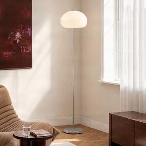 NOLA Podna lampa Owen, visina 150 cm, staklo, krom/bijela, Bijela, Dnevni boravak/blagovaonica, Staklo