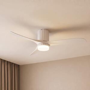Lucande Novri LED stropni ventilator, bijeli, Ø 132 cm, CCT, Bijela, Dnevni boravak/blagovaonica, Plastika