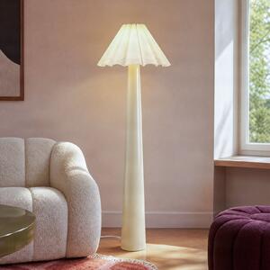 Lindby Lotte podna lampa, 150 cm, bež, metal, tkanina, E27, Bijela, Dnevni boravak/blagovaonica, Tkanina / tekstil