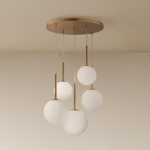 Maytoni viseća lampa Osnovni oblik, zlatna, Ø 58 cm 5 žarulja, staklo, prigušiva, Zlato / mjed, Dnevni boravak/blagovaonica, Staklo, Metak