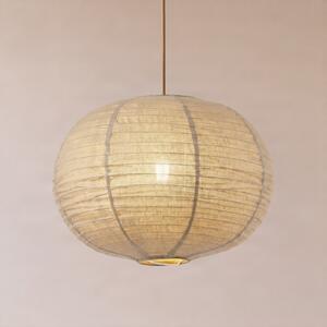 Lindby Autumn viseća svjetiljka, taupe, Ø 40 cm, lan, kugla, prigušiva, Sivo, Dnevni boravak/blagovaonica, Tkanina / tekstil