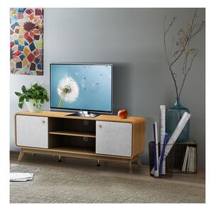 Bijela/u prirodnoj boji TV komoda u dekoru hrasta 140x53 cm Caitlin – Støraa