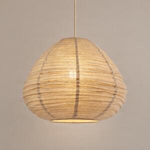 Lindby Autumn viseća svjetiljka, taupe, Ø 40 cm, lan, oblik suze, prigušiva, Sivo, Dnevni boravak/blagovaonica, Tkanina / tekstil